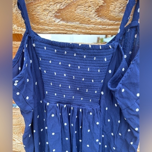 Madewell navy polka dot summer‎ dress. Button front, flutter sleeves. Sz 2 - Picture 4 of 5